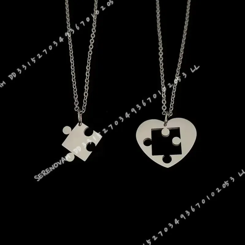 Magnetic Couple Matching Necklaces - 2-teiliges Set: Einfache Puzzle-Herz-Anhänger-Paar-Halskette für gute
