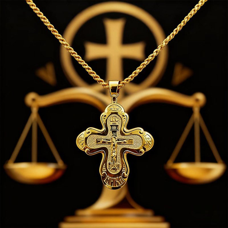 Cross Pendant Necklace Gold - Neues 2026 Orthodoxes Brustkreuz, Orthodoxe Jesus-Halskette,