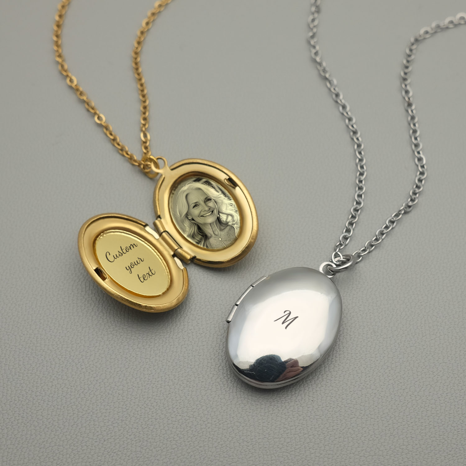 Custom Name Necklace Stainless Steel - Personalisierte Medaillon-Halskette, individuelle Foto-Halskette, gravierte Foto-Medaillons