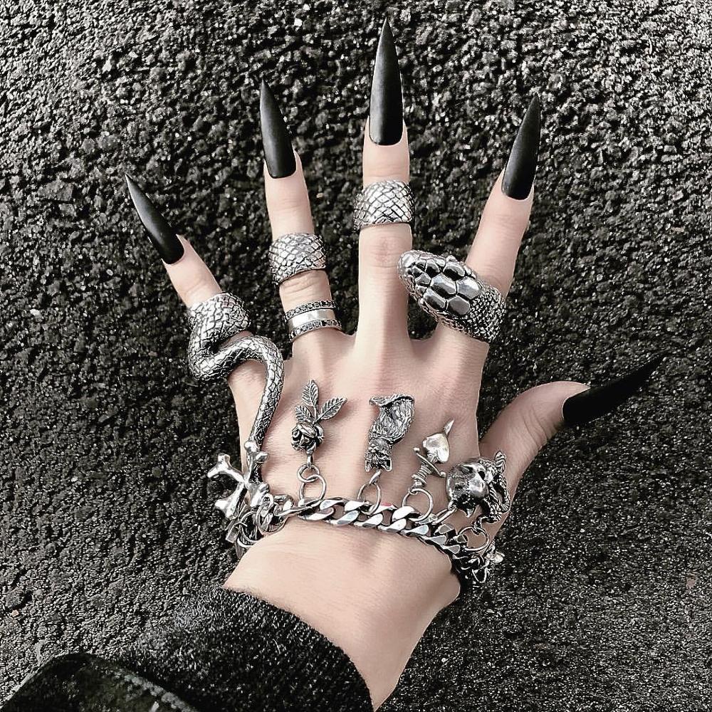 Vintage Punk Knuckle Rings Set - KMVEXO 4 Teile/satz Gothic Steampunk Schlange