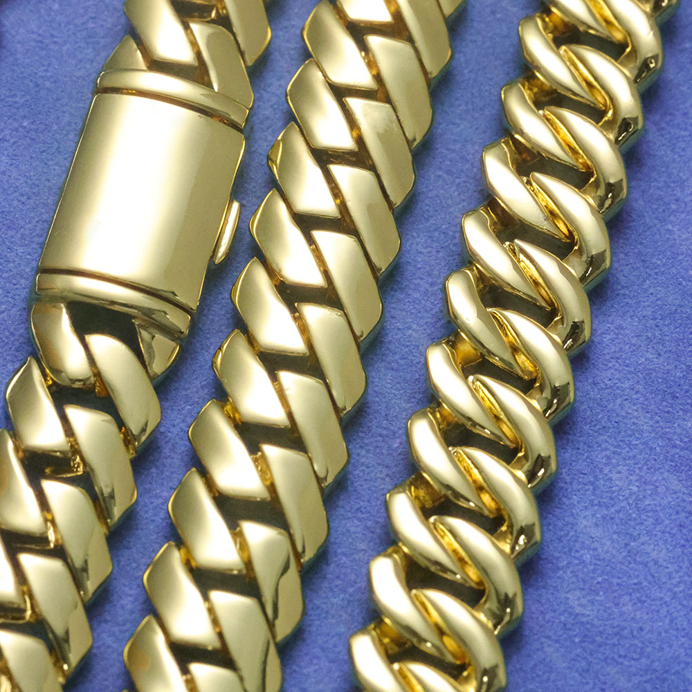 Cuban Link Chain 12Mm - ESKEEM Hochglanzpolierte Monaco-Ketten Glatte Halskette 12MM