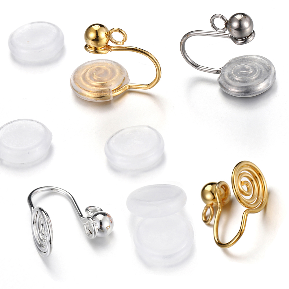 Body Jewelry - 10 Stück Edelstahl-Ohrclips, Spirale, Ohrring-Einstellungen, nicht