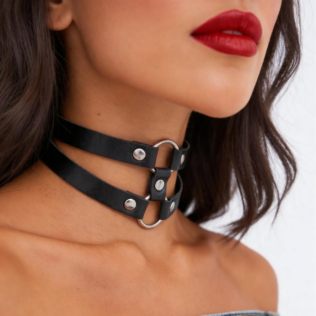 Goth Punk Spike Choker - Modischer PU-Leder Spike-Choker Punk-Halsband für Damen