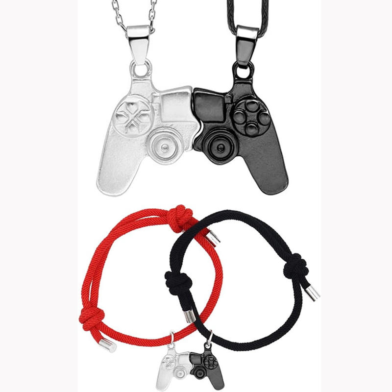 Magnetic Couple Matching Necklaces - Passendes magnetisches Game-Controller-Halsketten- und Armband-Set, Geschenke