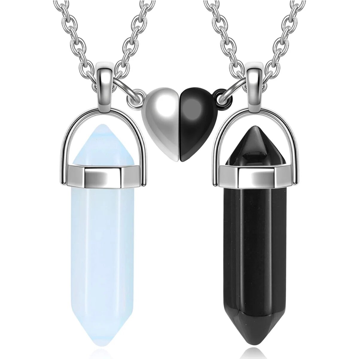 Magnetic Couple Matching Necklaces - Kristall-Freundschafts-Halsketten für Paare mit Herzanhänger, Zarte