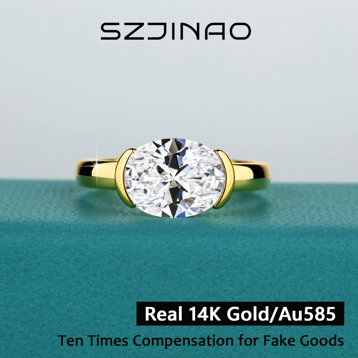 Moissanite Engagement Ring 1 Carat - 14K Gold zertifizierter Moissanit-Ring im Ovalschliff