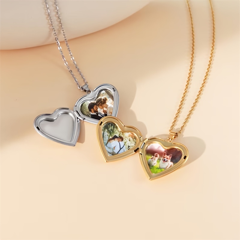 Heart Locket Necklace Photo - Personalisierte 1/2 Bild Herz Medaillon Anhänger