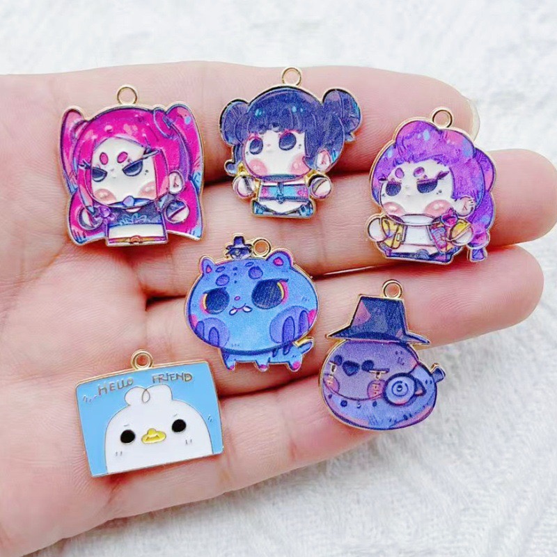 Earrings - 10 Stück Cartoon-Anime-Anhänger, Öltropfen-Design, Legierung, DIY-Ohrringe,