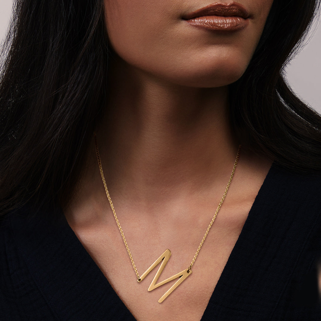 Initial Letter Necklace 18K Gold - Aussage erste Halskette personal isierte Edelstahl