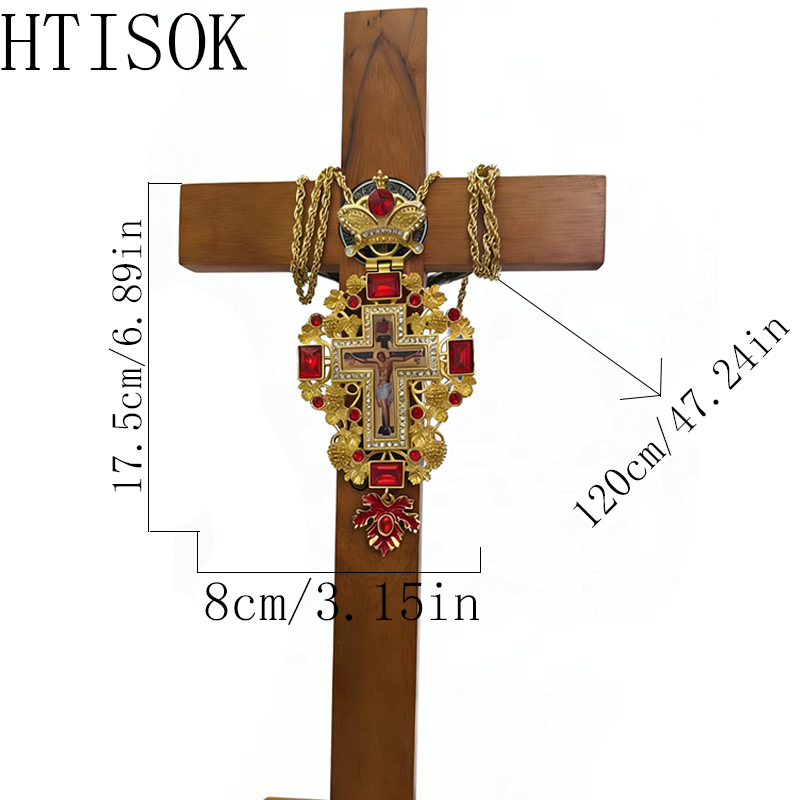 Cross Pendant Necklace Gold - Neue Premium Rote Juwelen-Gold Orthodoxe Geistlicher