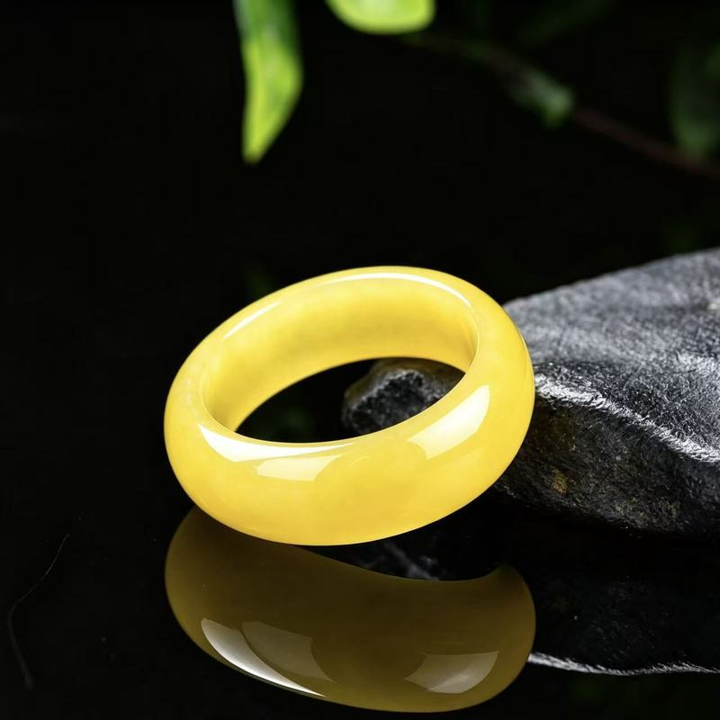 Rings - Echter A-Klasse-Jadeitring mit voller Gelbfarbe und