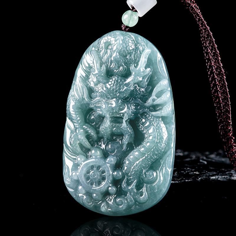 Necklaces - Burmesische Jadeit-Drachen-Anhänger-Halskette Burmesischer Jadestein Mode-Accessoire Designer-Charm