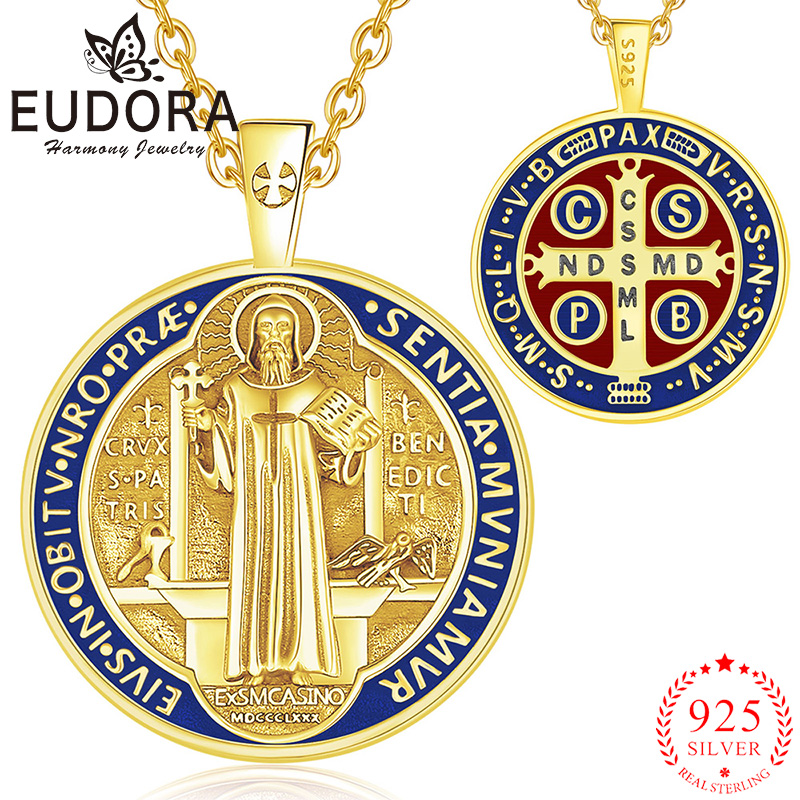 Cross Pendant Necklace Gold - Eudora Halskette aus 925er Sterlingsilber, Heiliger