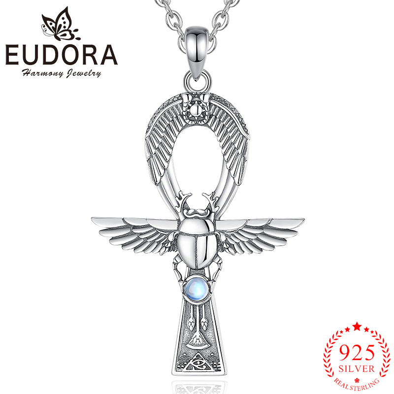 925 Sterling Silver Chain Necklace Men - Eudora Halskette aus 925er-Sterlingsilber, altägyptischer Ankh-Gigcoil-Halskette,
