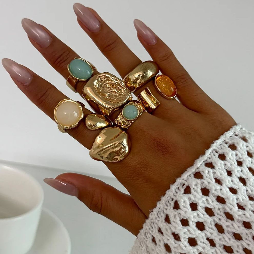 Vintage Punk Knuckle Rings Set - DIEZI 7 teile/satz Vintage Mehrfarbige Acryl