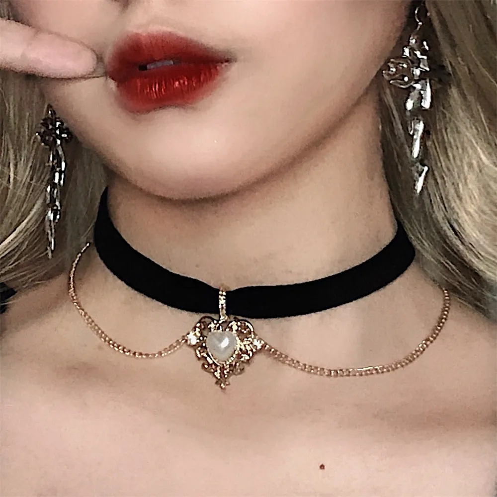 Pearl Choker Necklace Vintage - Vintage Samt Kette Choker Halskette Gothic