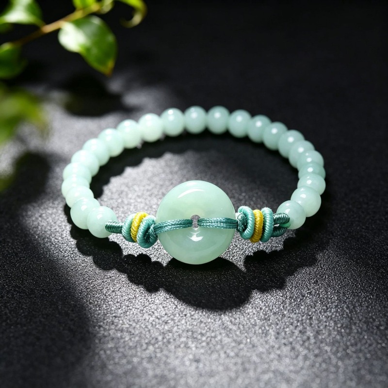 Necklaces - Natürliches Echtes Smaragd-Blaues Wasser-Friedensschnallen-Perlen-Armband Myanmar Jadeit