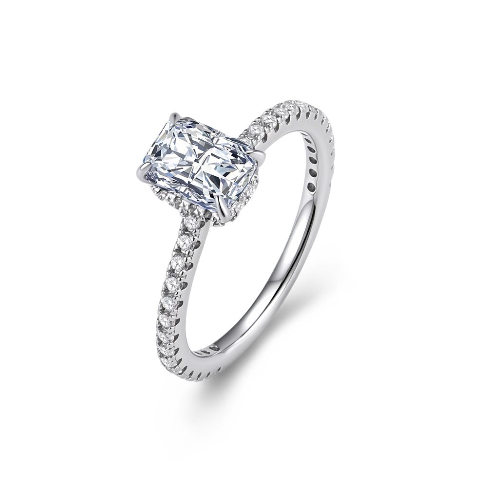 Moissanite Engagement Ring 1 Carat - S925 Sterling Silber Einfacher Vier-Krappen 1