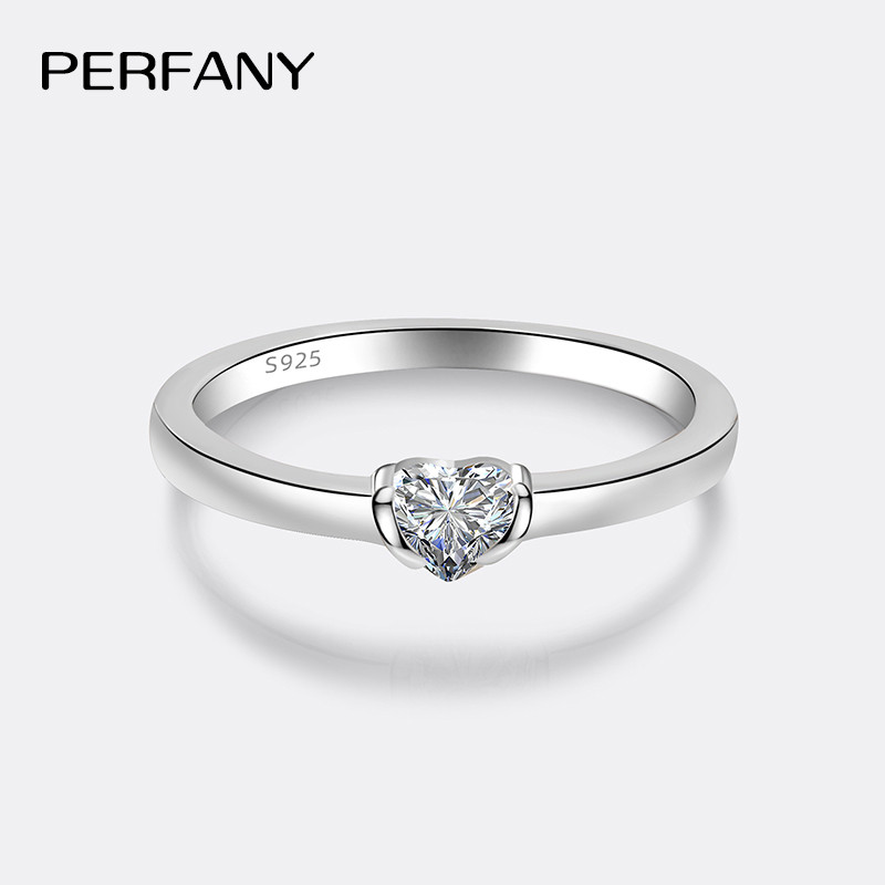 Moissanite Engagement Ring 1 Carat - PERFANY 0,3 CT Herzschliff Moissanit Ring