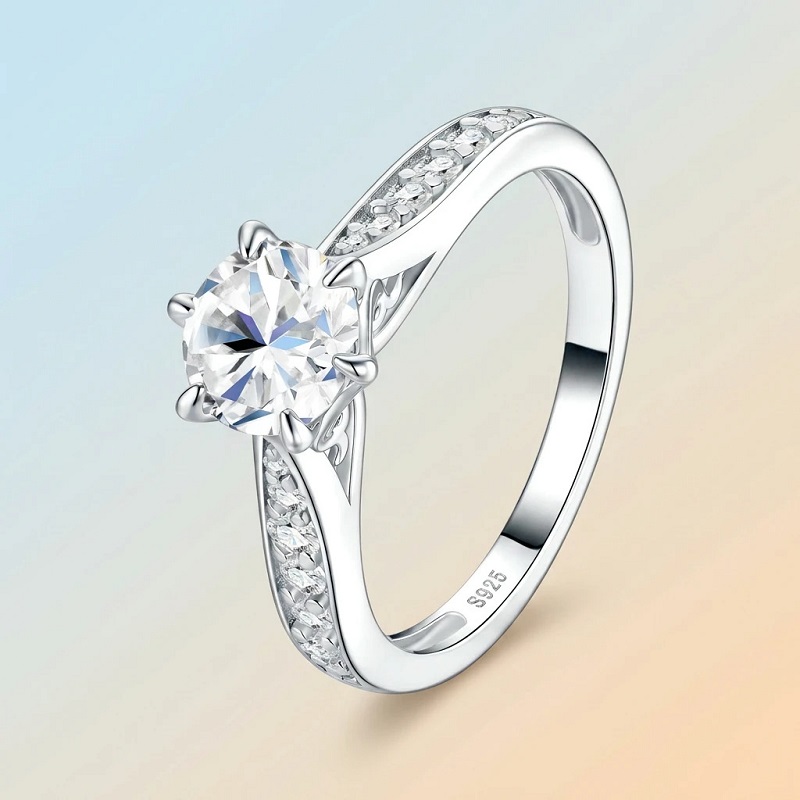Moissanite Engagement Ring 1 Carat - Apaison Luxus-Damenring mit 1 Karat Moissanit