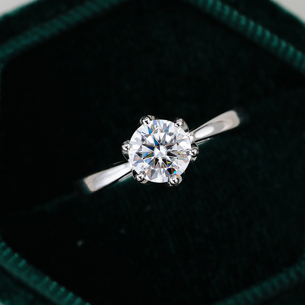 Moissanite Engagement Ring 1 Carat - JoyceJelly Klassischer Sechsklauen-Moissanit-Ring S925 Sterling Silber