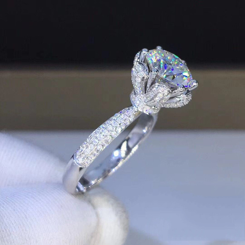 Moissanite Engagement Ring 1 Carat - Morganit-Ring VVS1-Qualität Laborgezüchteter Diamant 1/2/3/5 Karat