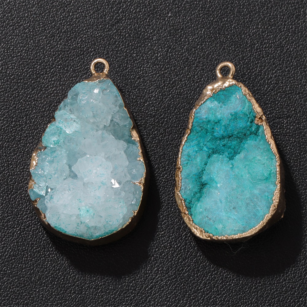 Crystal Pendant Necklace Natural Stone - 1 Stück natürlicher Achat-Geode-Anhänger, 25 x
