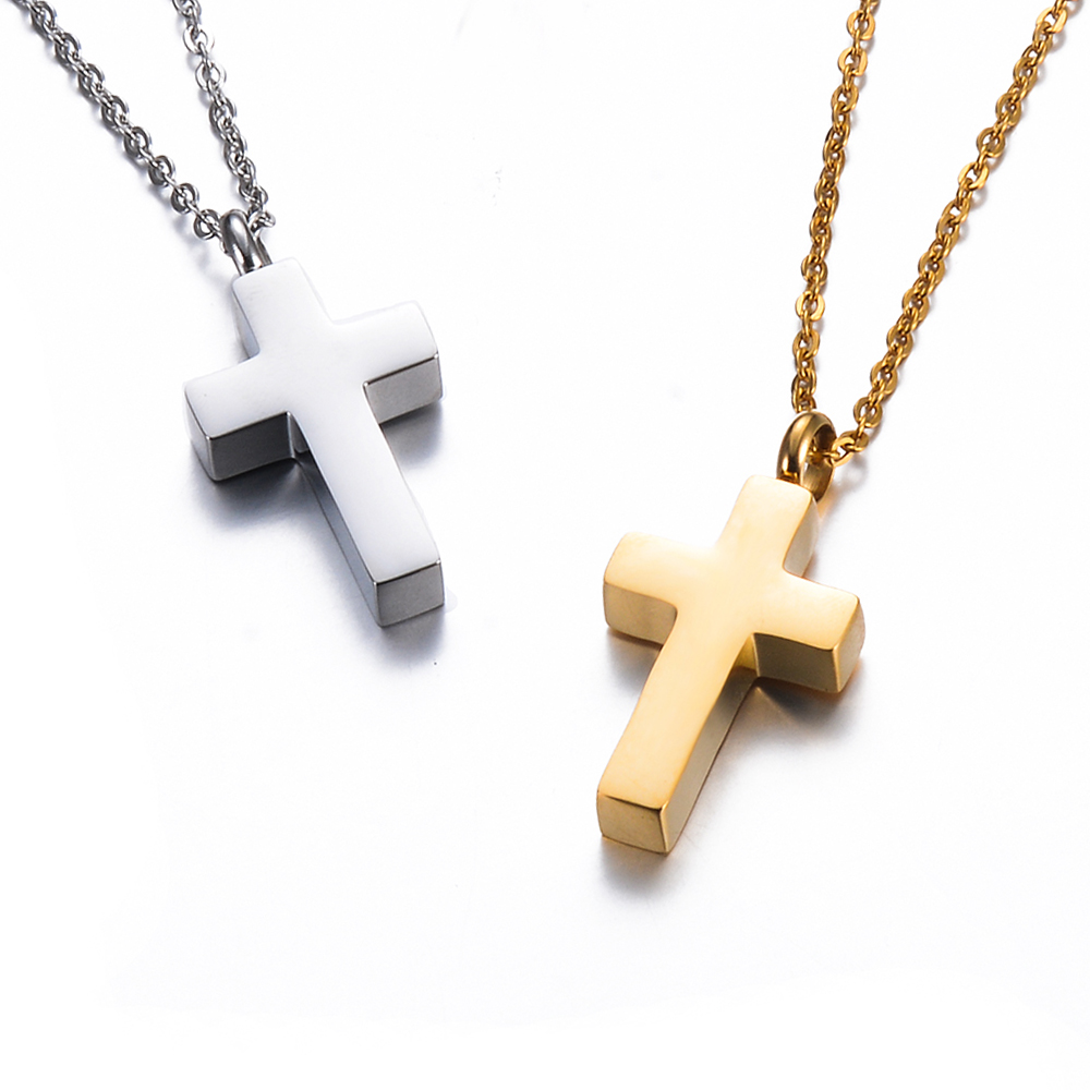Cross Pendant Necklace Gold - Edelstahl Einäscherung Kreuz Andenken Halskette für