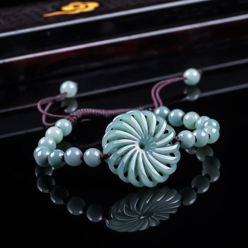 Bracelets - Natürlicher Jadeit A-Klasse, Glücksbringer, Echtes Rundperlen-Armband,