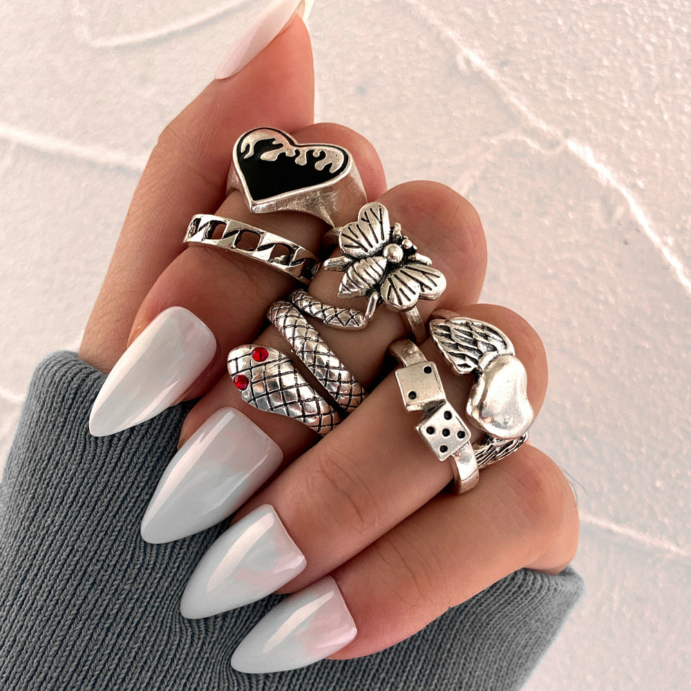 Vintage Punk Knuckle Rings Set - 6-teiliges Vintage Punk Schlangen-Knöchelring-Set für Damen,
