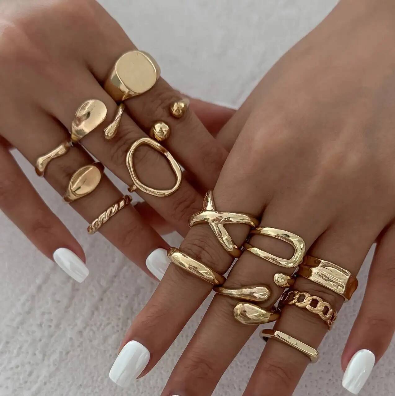Vintage Punk Knuckle Rings Set - IngeSight.Z 14 Teile/satz Hip Hop Punk