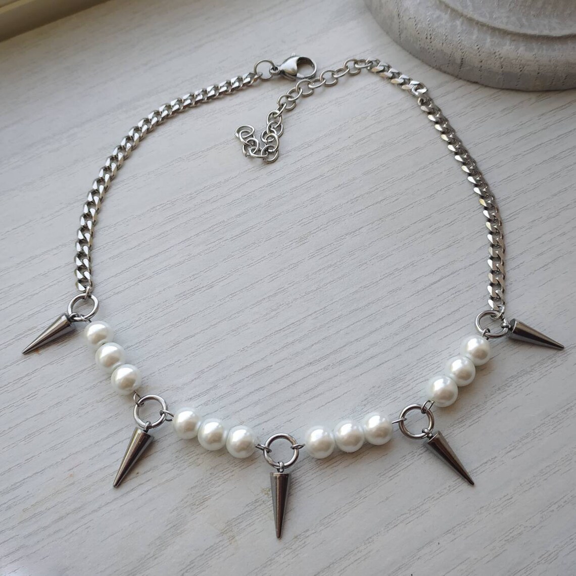 Goth Punk Spike Choker - Egirl Perle Spike Halskette DIY Design