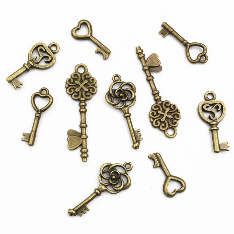 Heart Locket Necklace Photo - 40pcs Schlüssel Charms Anhänger Antike Bronze