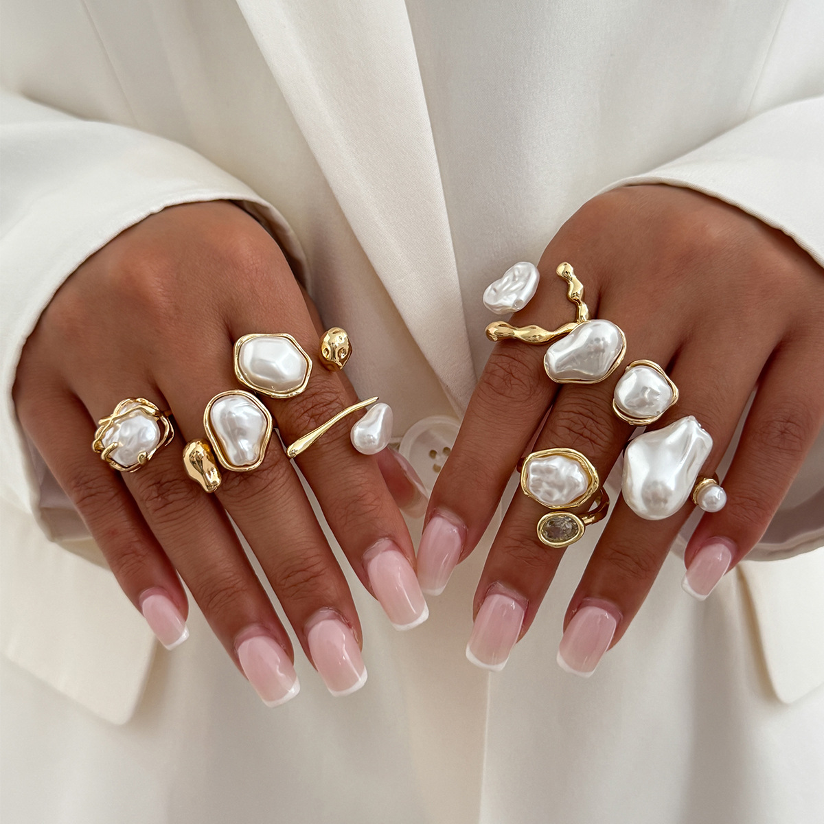 Vintage Punk Knuckle Rings Set - 7 Teile/satz Gold Farbe Unregelmäßige Imitation