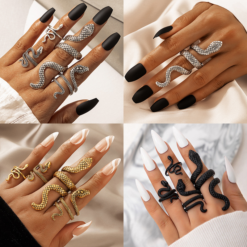 Vintage Punk Knuckle Rings Set - Punk Schlange Geformt Knuckle Ringe Set