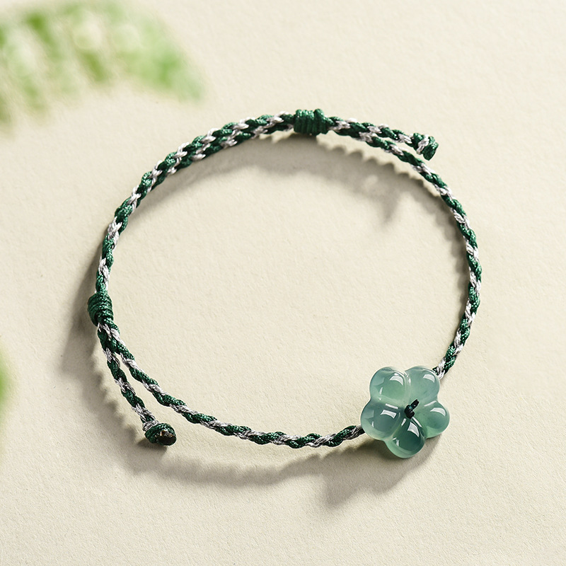 Bracelets - Burmesisches Jadeit-Blumenarmband, natürlicher Jade-Charm, Modeaccessoires, Vintage-Geschenke