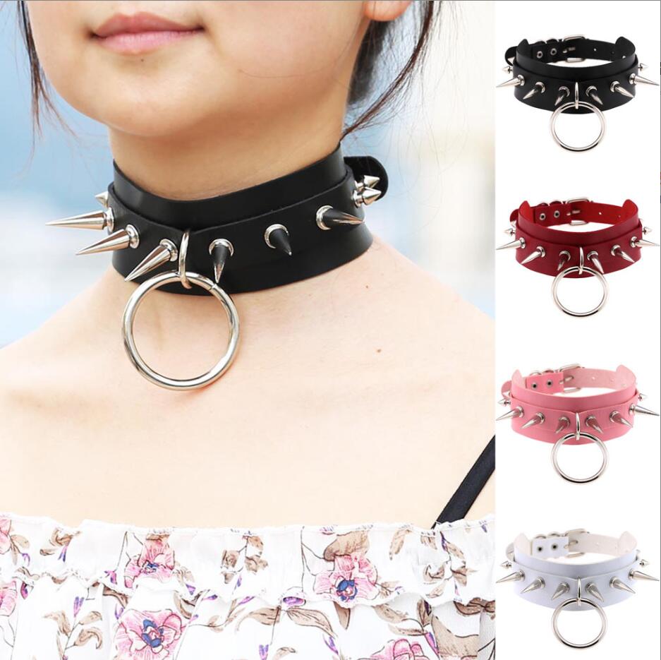 Goth Punk Spike Choker - Lange Spike Choker Punk Kragen Frauen