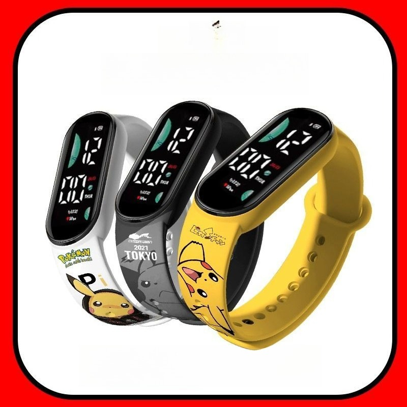 Watch Accessories - Digitale Uhr mit Pokémon-Cartoon-Muster, leuchtende, wasserdichte