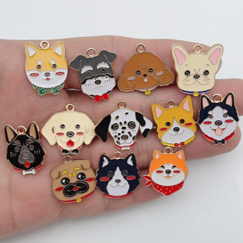 Earrings - 12 Stück Cartoon-Haustier-Anhänger aus Legierung mit