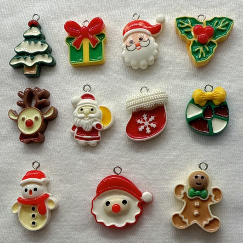 Earrings - 10 Stück Weihnachts-Cartoon-Serie Harzanhänger DIY Schmuckzubehör