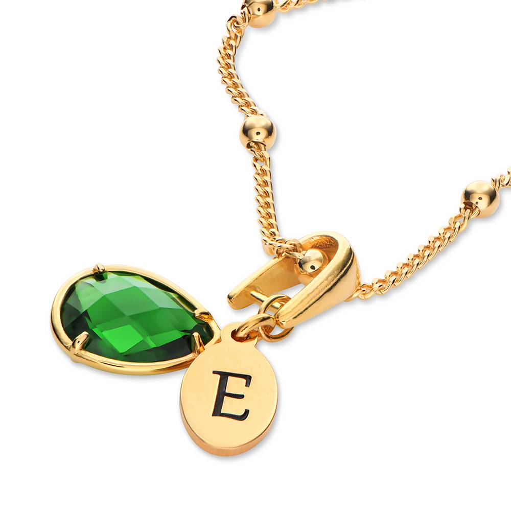 Initial Letter Necklace 18K Gold - Personalisierter Namensanhänger, personalisierbar, Geburtsstein-Initialen, Tropfen-Halskette, Initialen-Tropfen-Halskette,