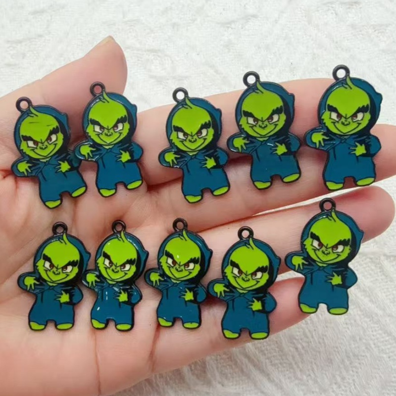 Earrings - 10 Stück Legierungs-Anhänger mit Tropföl-Cartoon-Motiv für