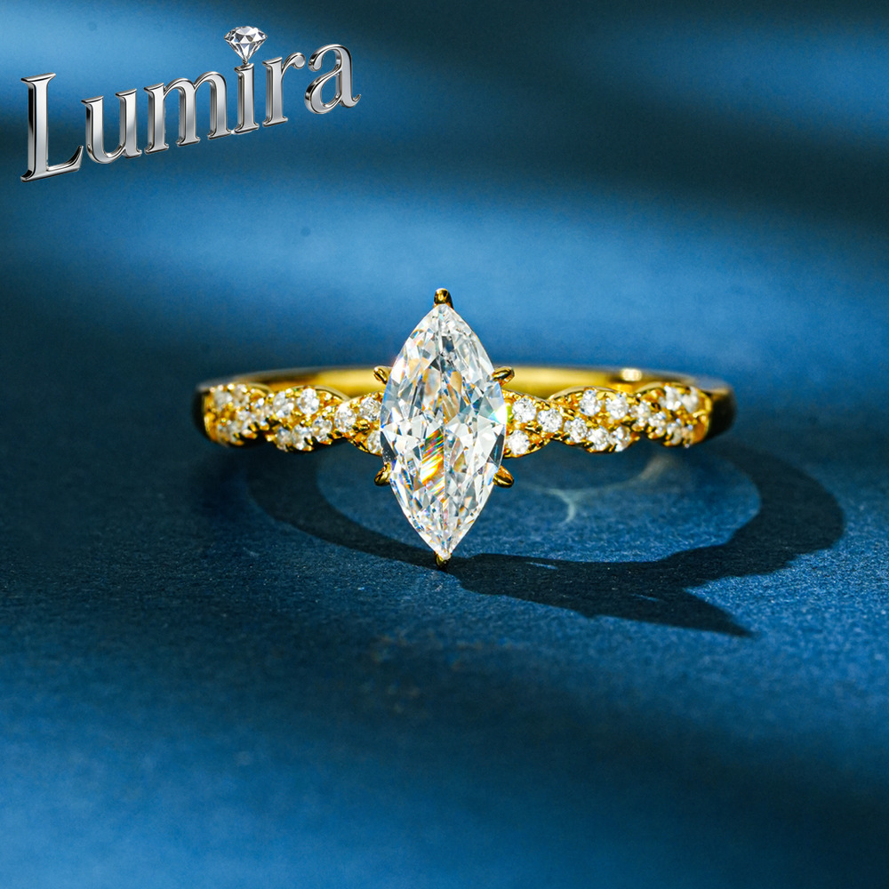 Moissanite Engagement Ring 1 Carat - Lumira 100% 18K Gold Marquise 1-Karat