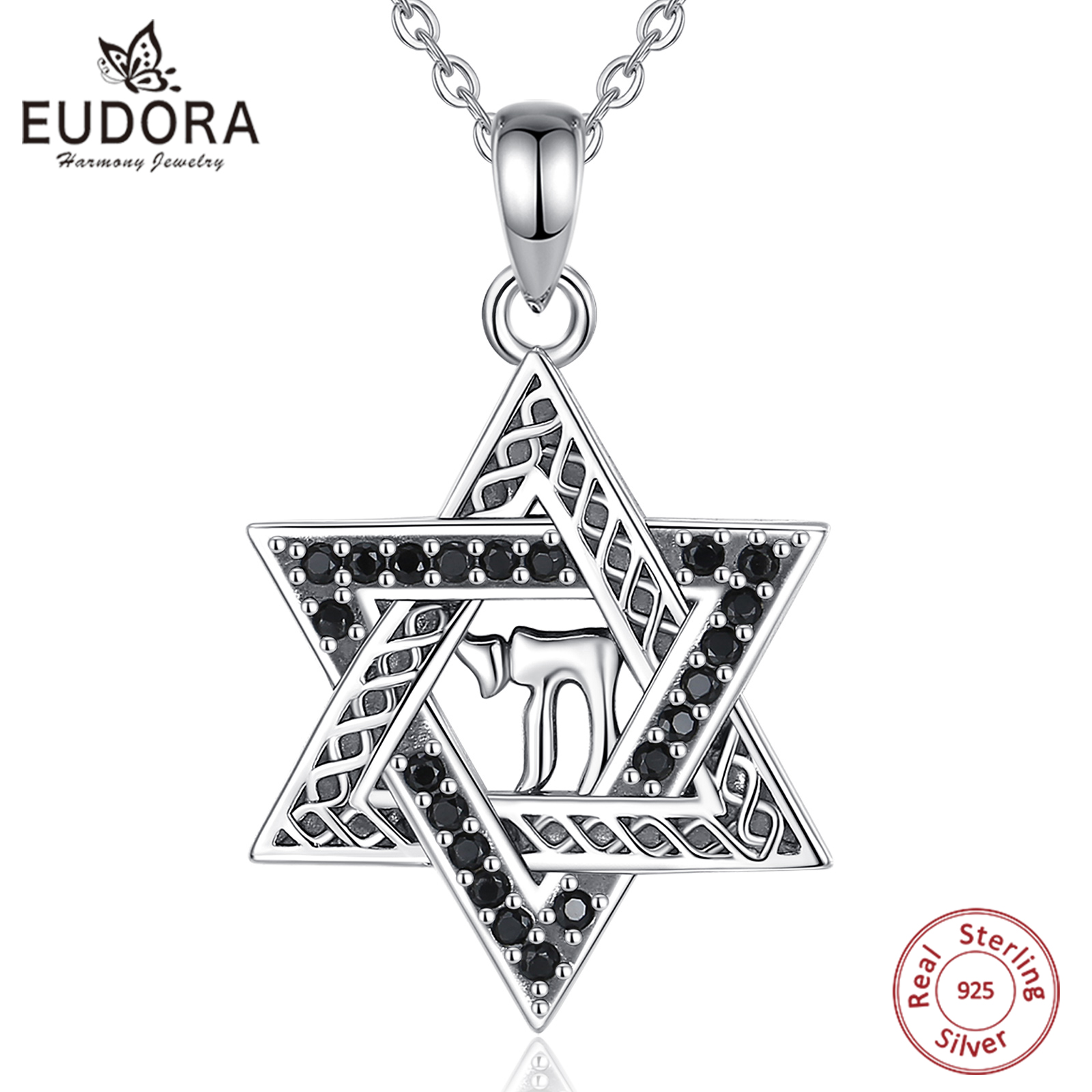 925 Sterling Silver Chain Necklace Men - Eudora Sterling Silber Stern von David