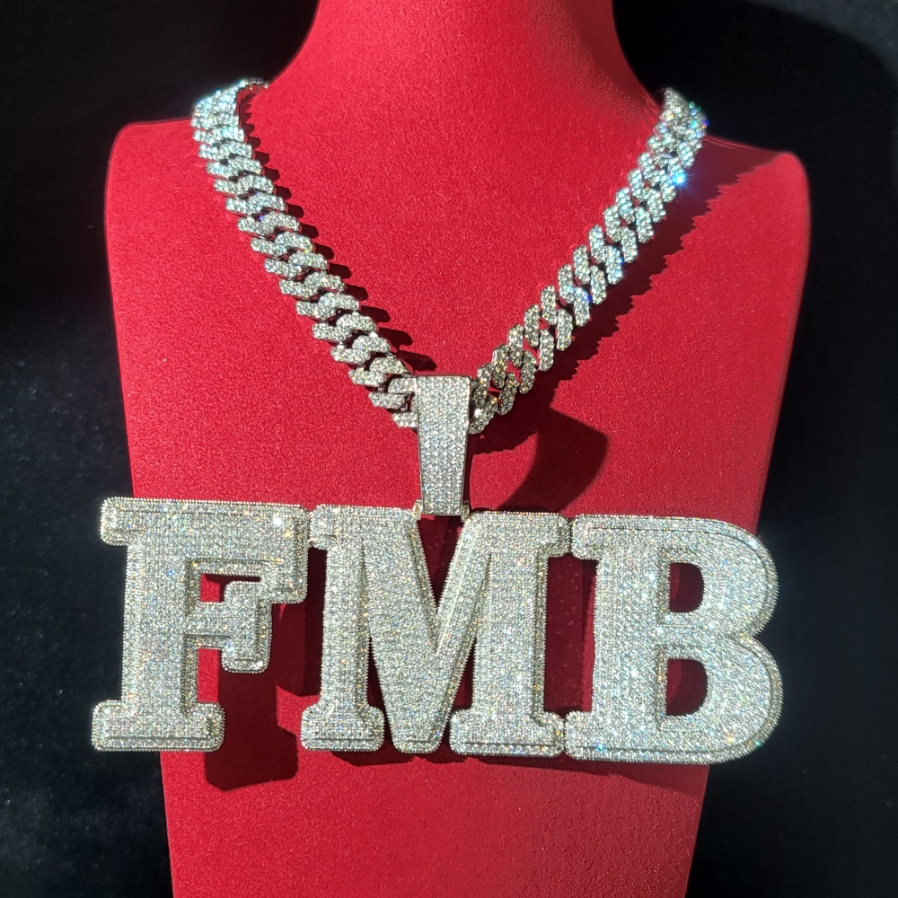 Cuban Link Chain 12Mm - Personalisierter Anhänger mit Buchstaben und Zahlen