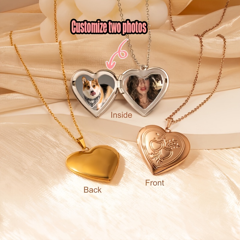 Heart Locket Necklace Photo - Personalisierte 1/2 Foto-Halskette, herzförmige Halskette, personalisiertes