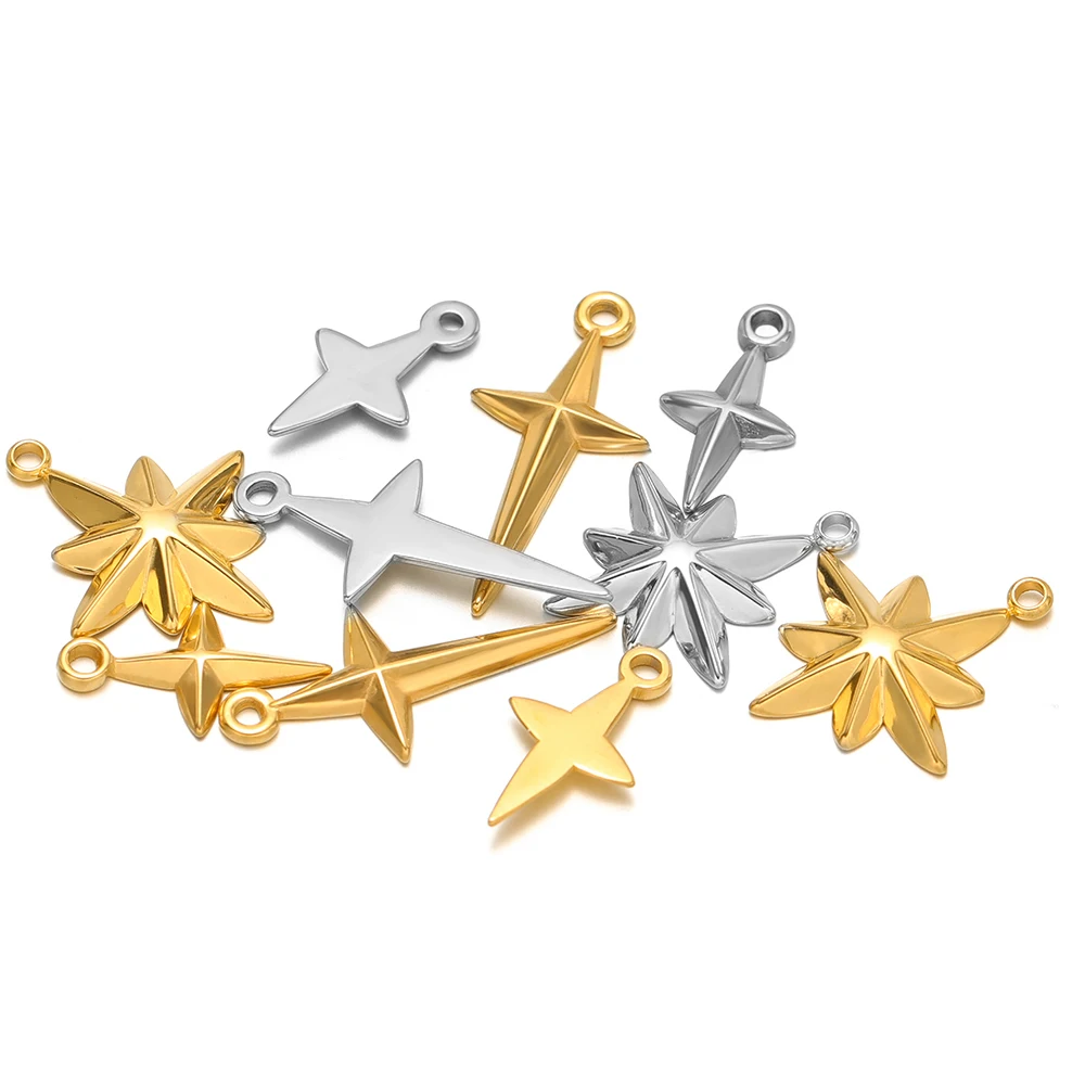 Cross Pendant Necklace Gold - 5 Stück hochwertige Edelstahl Gold Kreuz