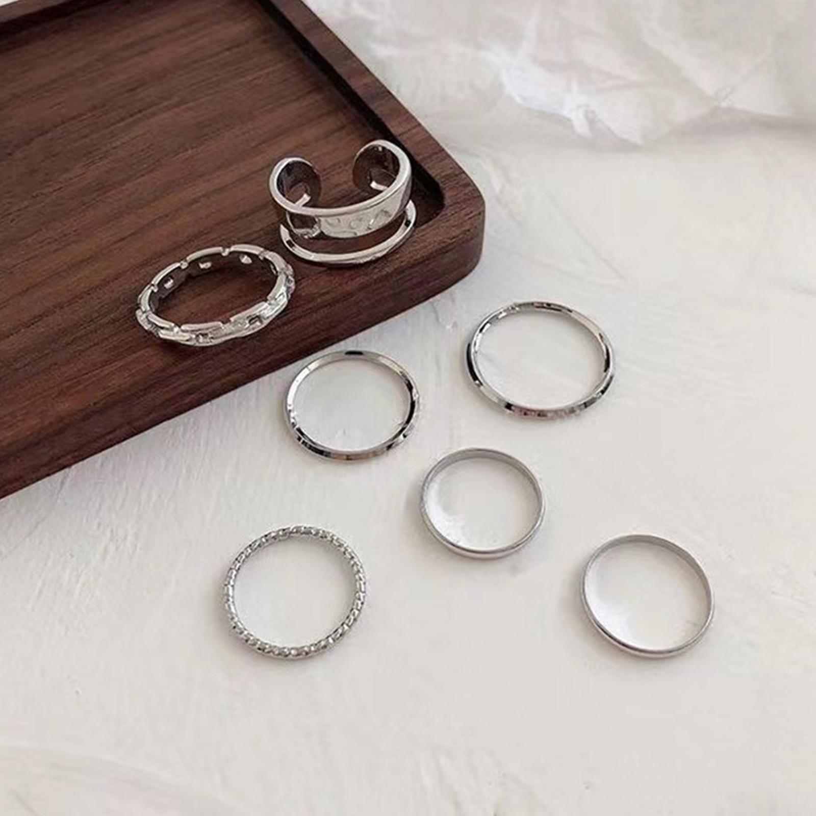 Vintage Punk Knuckle Rings Set - Damen Hip-Hop-Ring-Set Vintage Silberfarben Stapelbare Knöchelringe