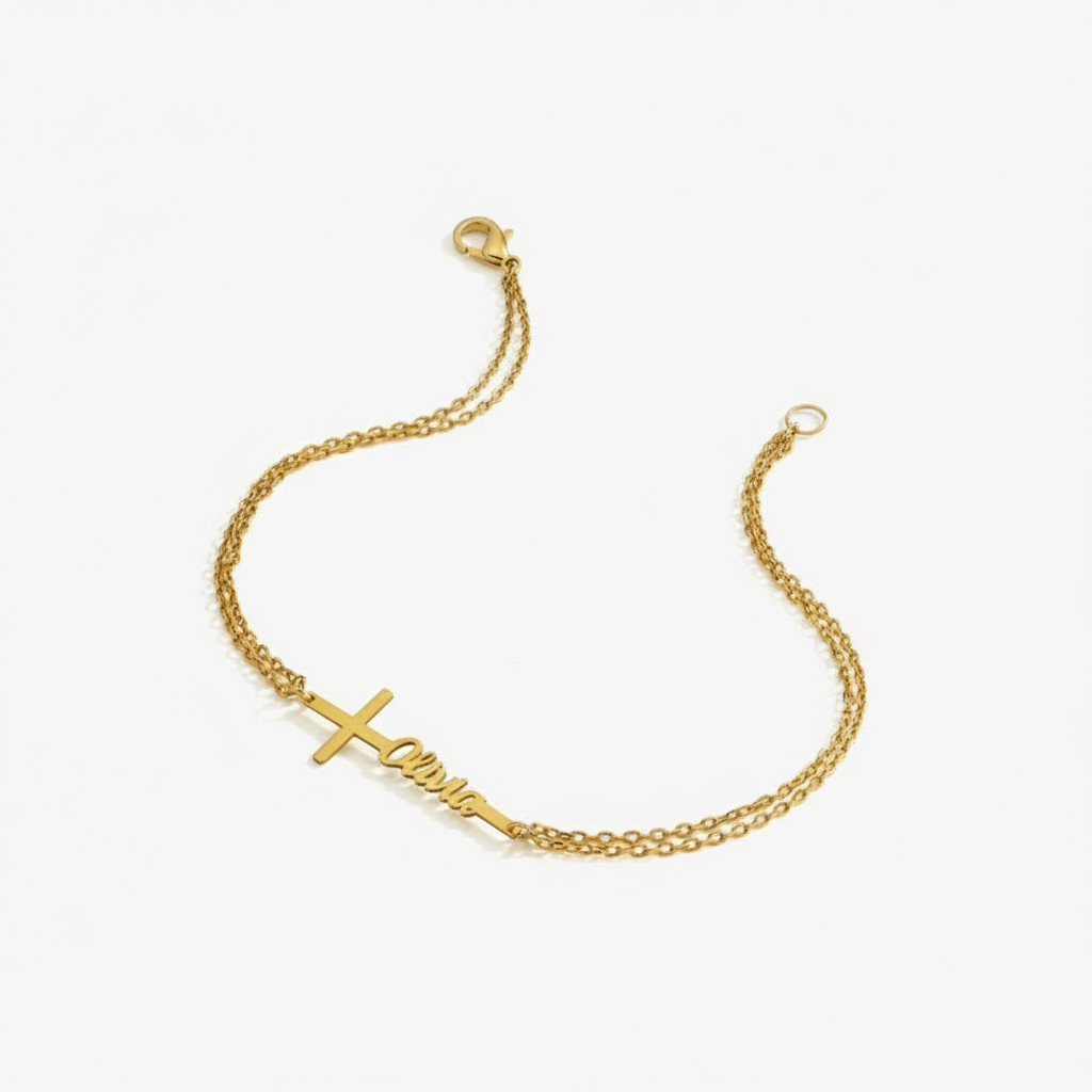 Personalisiertes Taufnamen-Arm – Cross Pendant Necklace Gold Bewertung und Preis