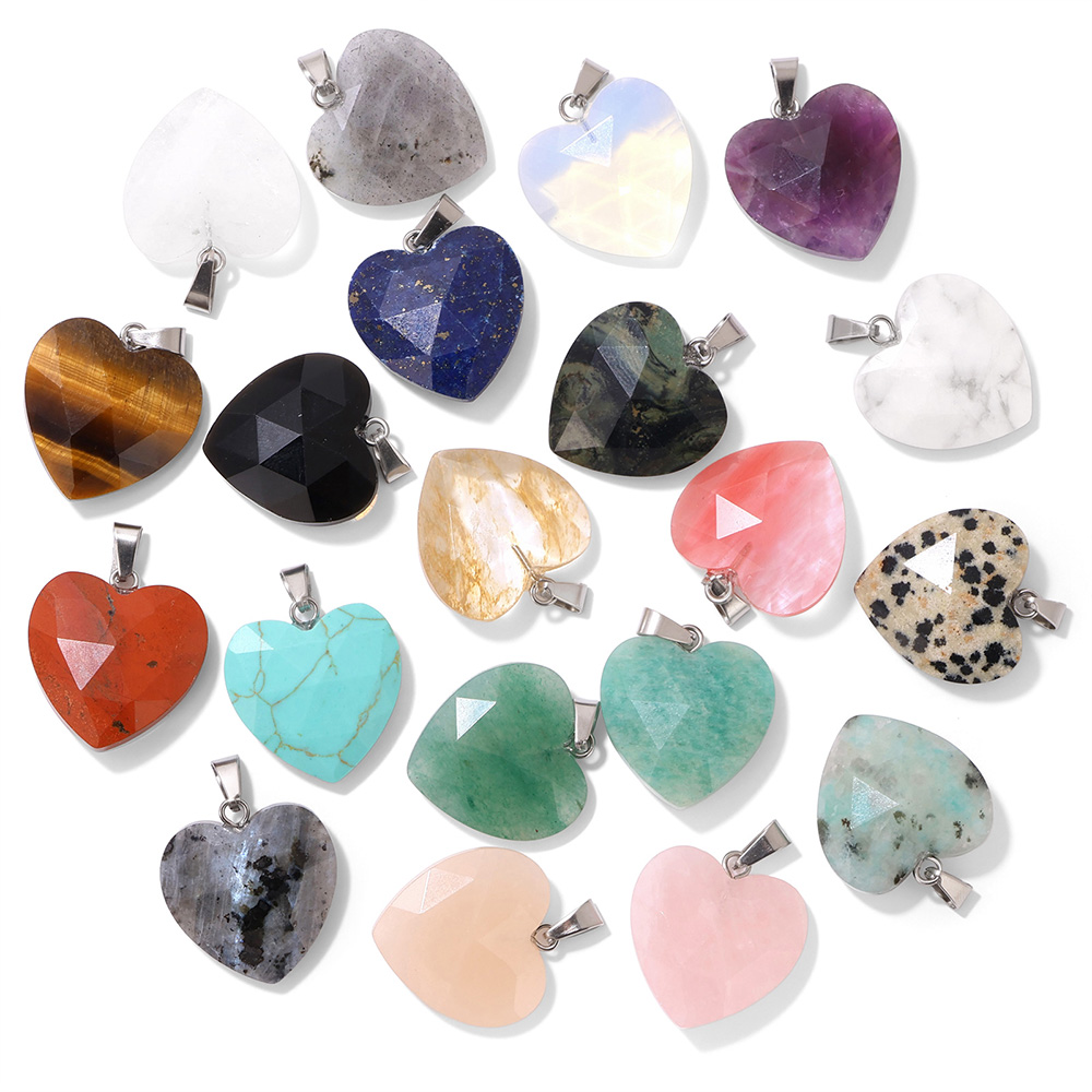 1 Stück 20mm Facettierter Herz – Crystal Pendant Necklace Natural Stone Bewertung und Preis